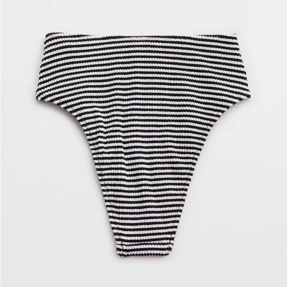 Aerie Crinkle Stripe High Cut Cheeky Bikini Bottom - Picture 5 of 8